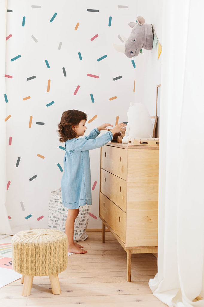 Confetti Shower Wallpaper in a kids' room