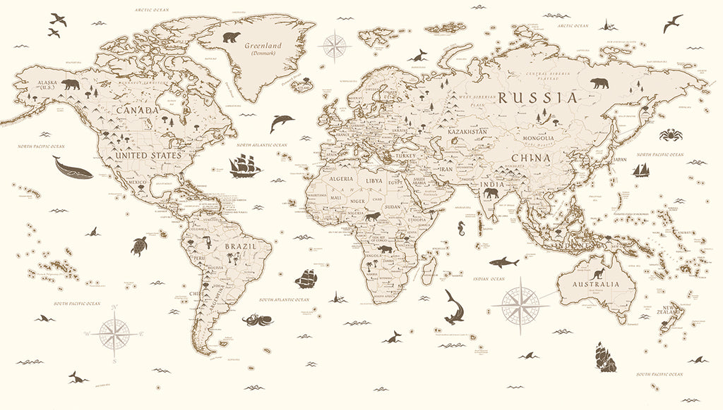Explorer Atlas World Map Wallpaper closeup