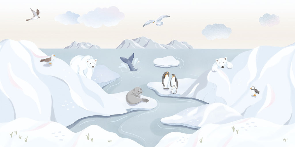 Frosty Friends at the Arctic, Animal Mural Wallpaper Mural