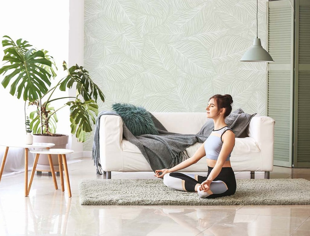Noelle Fern Wallpaper in a living room