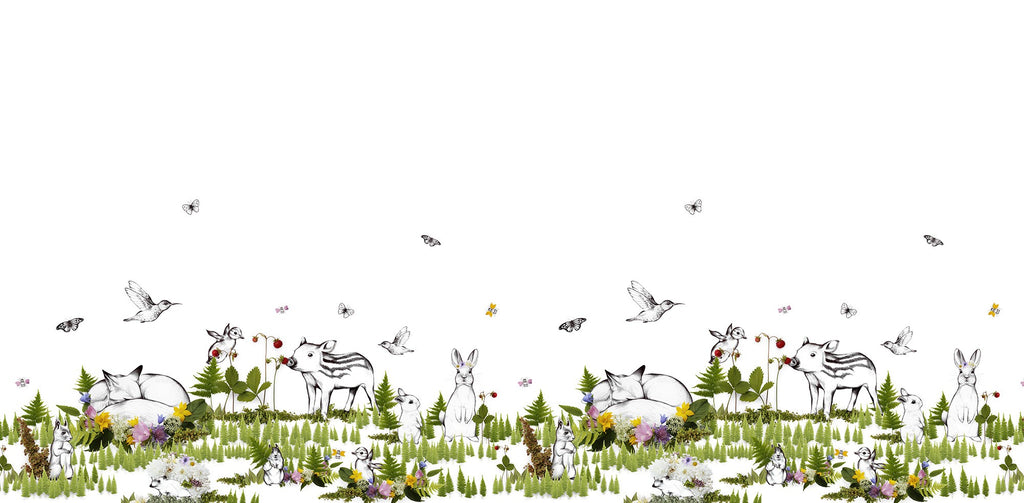 Rabbits Playmates Wallpaper featuring fox, pig, hummingbird and butterflies