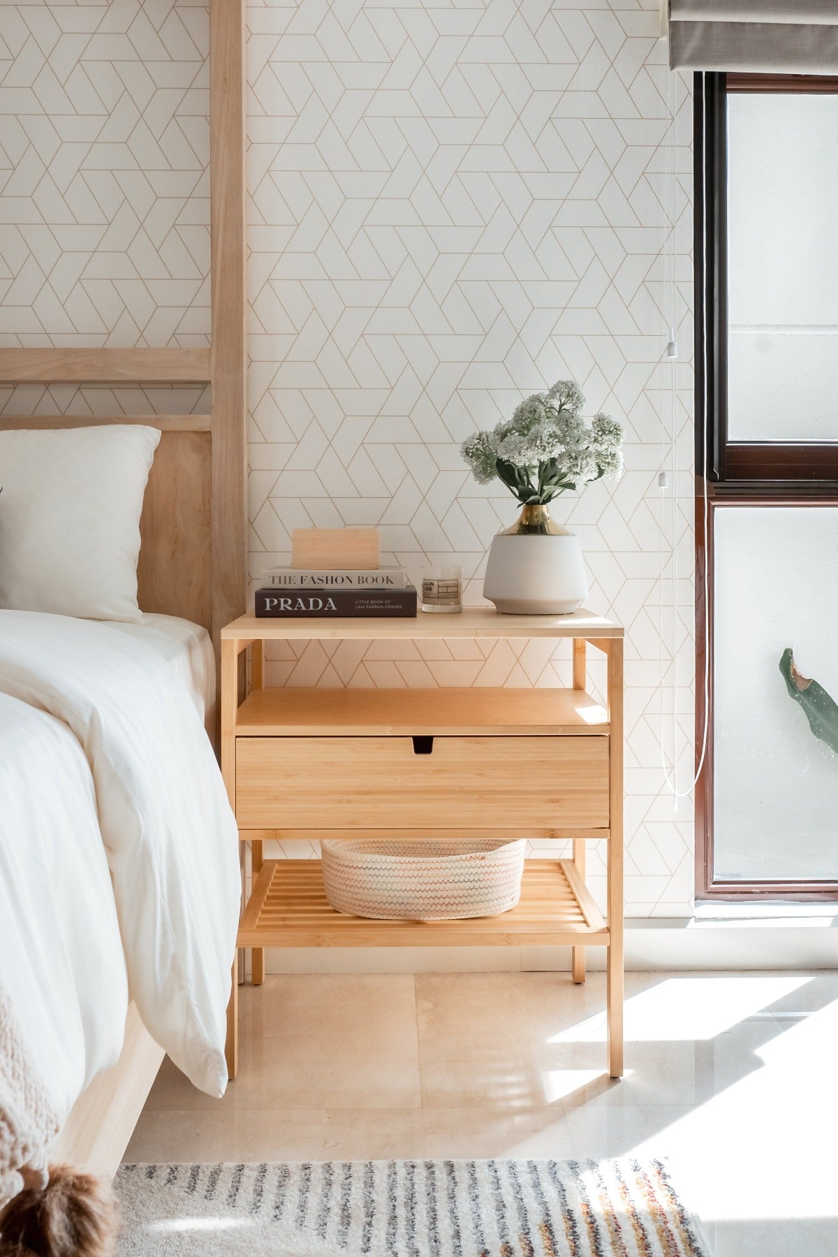 Geometric Hex, Pattern Wallpaper in bedroom