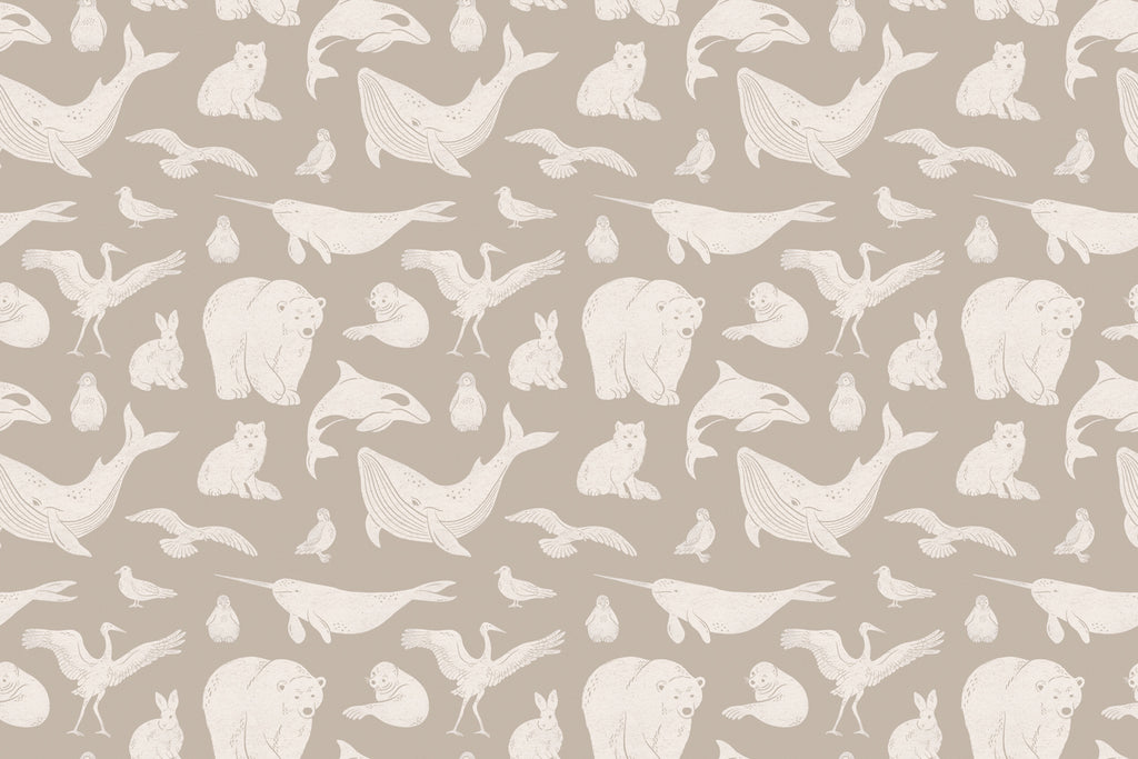 Nude Polar arctic animals pattern wallpaper