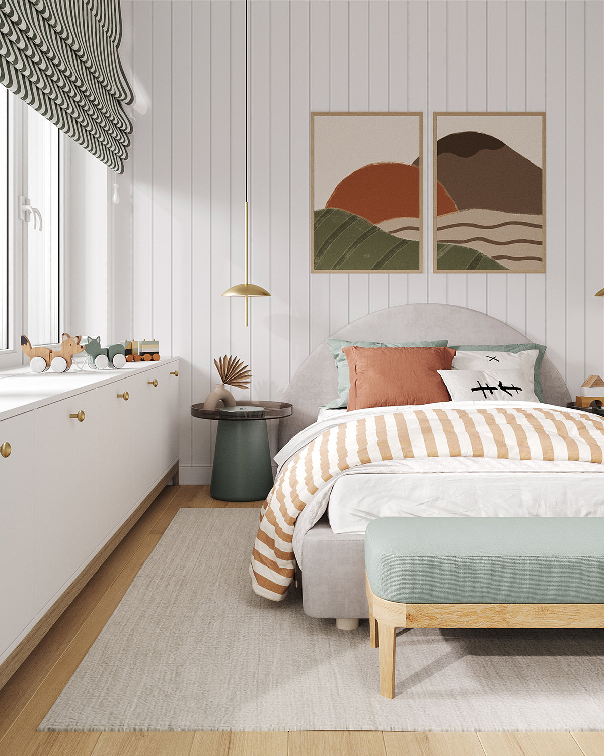 Shiplap Modern Country Home Wallpaper in kids room