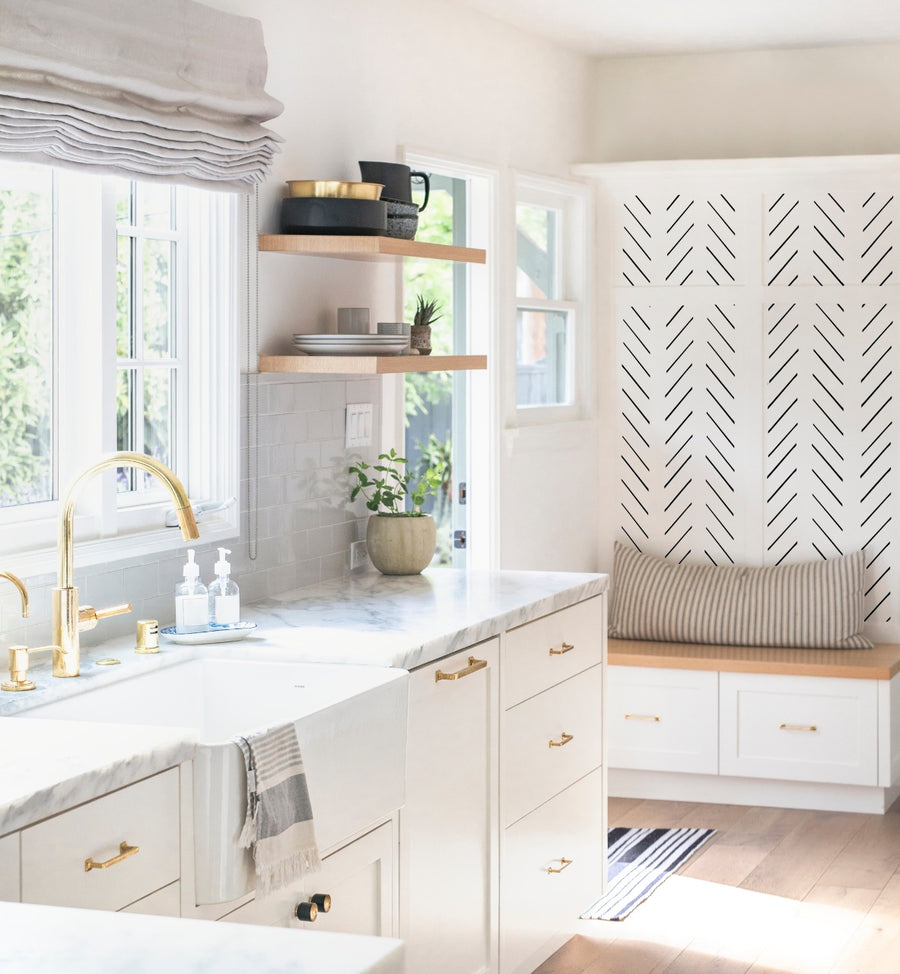 Herringbone Strokes, Wallpaper in kitchen within the nook area