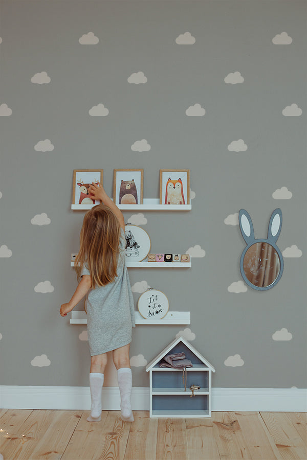 Asaph Clouds wallpaper in a kids' room