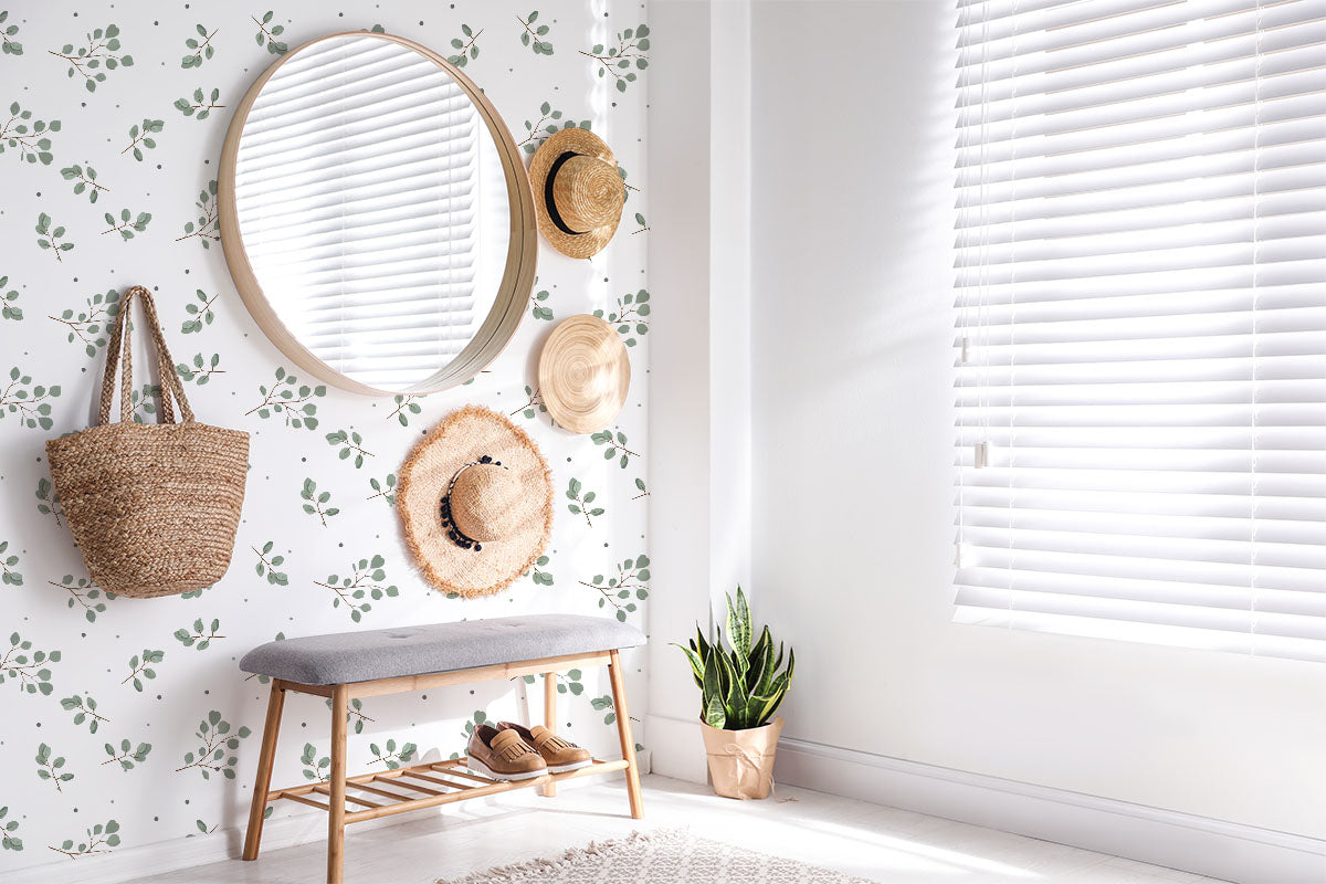 Eucalyptus Leaf, Pattern Wallpaper in doorways