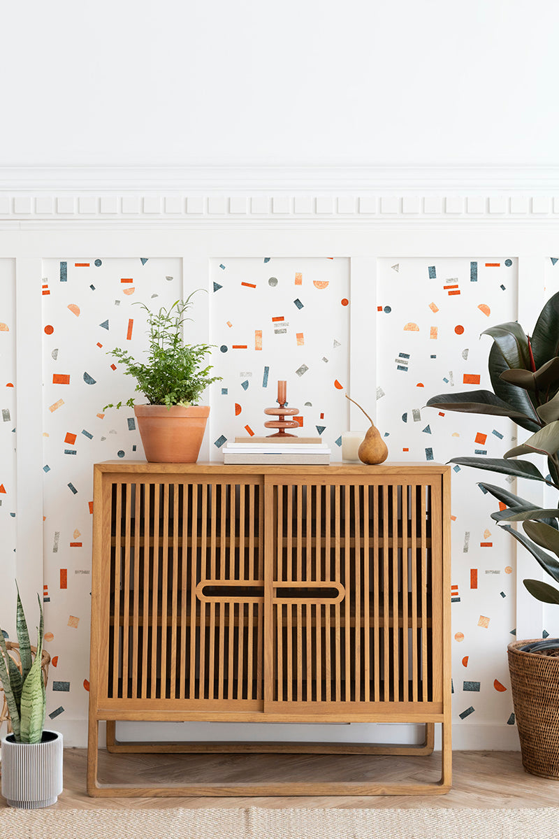 Confetti Party, Geometric Pattern Wallpaper in hallway