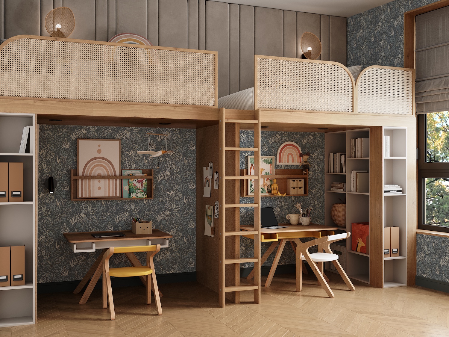 Fernwood Botanical Pattern Wallpaper in a kid's room