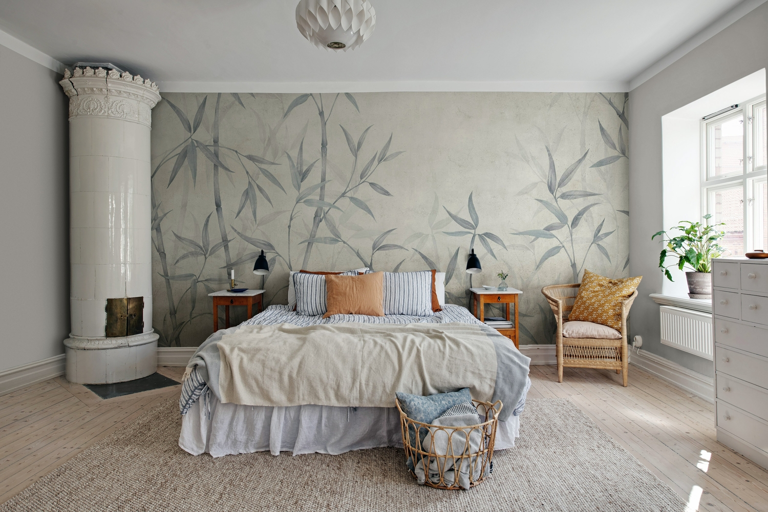 Bamboo Horizon Mural Wallpaper in Bedroom