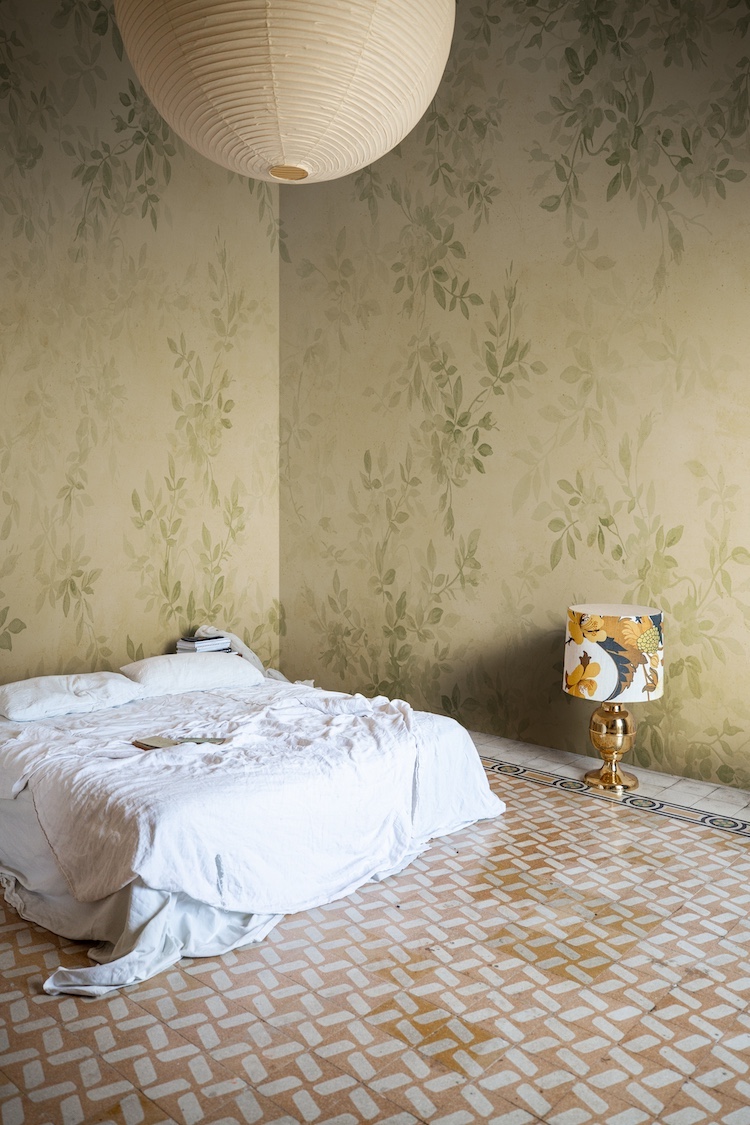 Daydream Botanical Mural Wallpaper in Bedroom