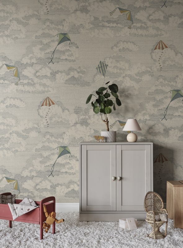 Sky and cloud baby girl wallpaper with dreamy pastel design