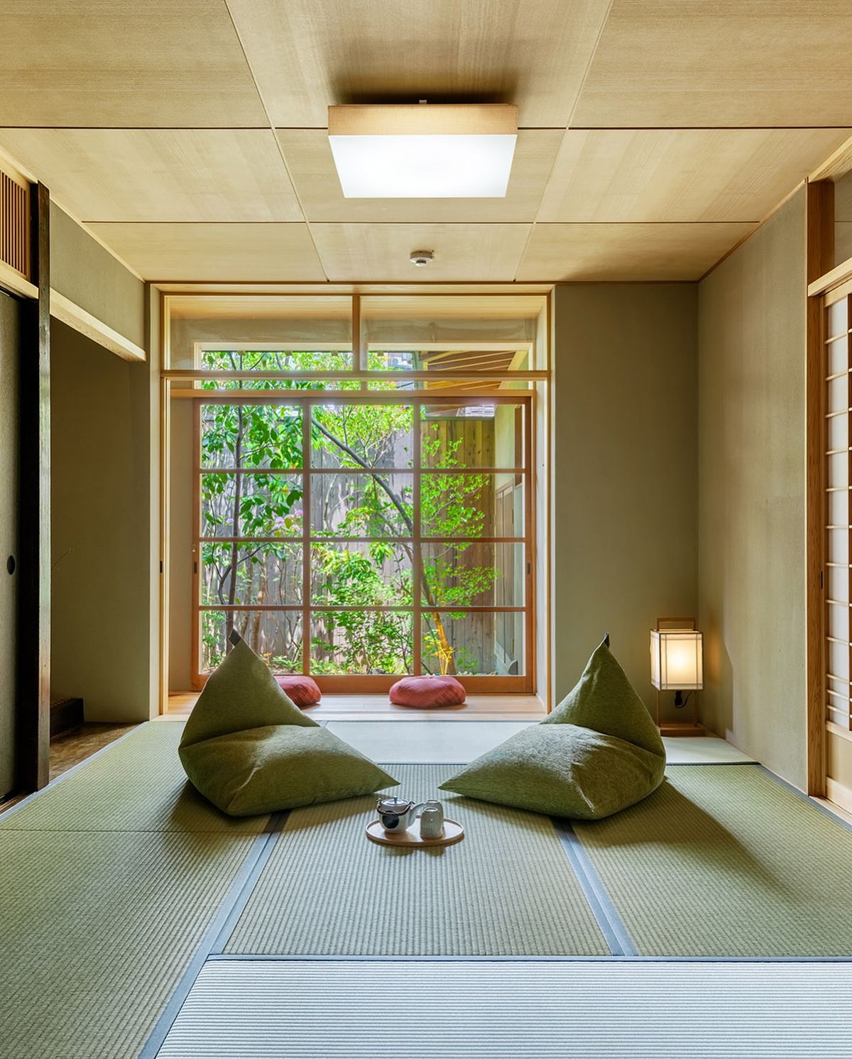 tatami mats featured in japandi tea room