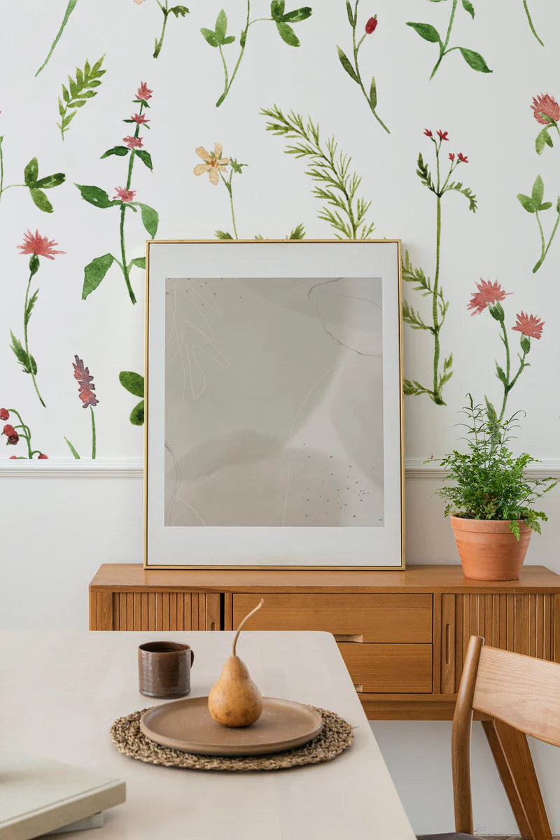 Lila Floral Pattern Wallpaper in dining room