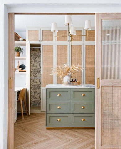 Moa, Wallpaper installed in wardrobe background in modern vintage design concept