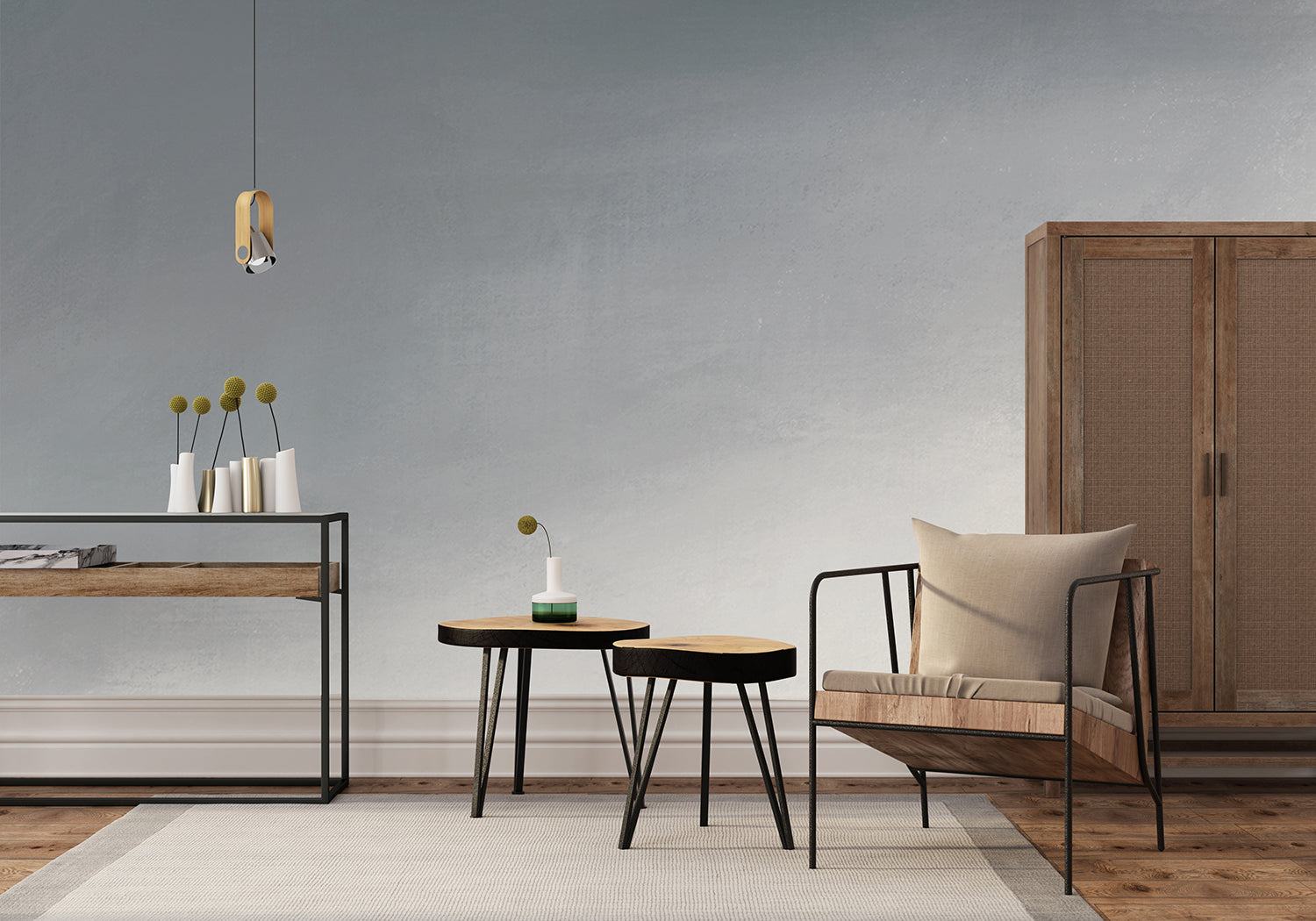 Stella Skies Ombre Wallpaper in turquoise tones with modern airy style