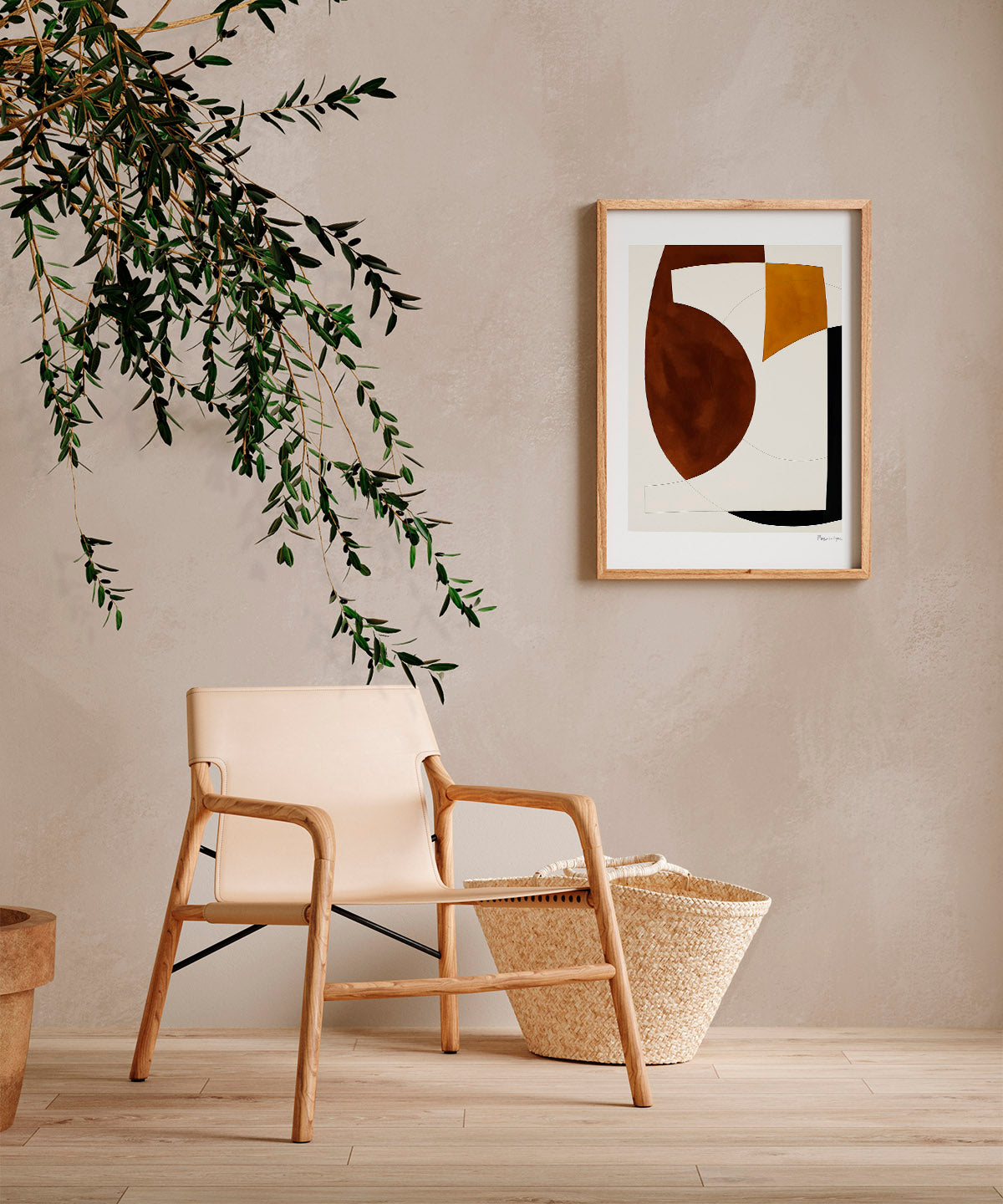 Addison Chalk, Ombre Wallpaper, in  living room with light wood furnishings
