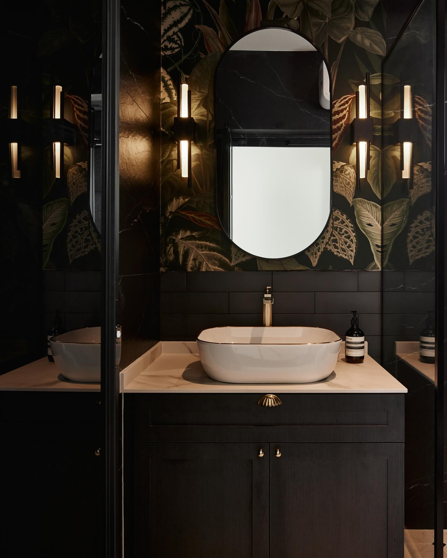 Night Time Jungle Wallpaper with horizontal tiled wainscoting
