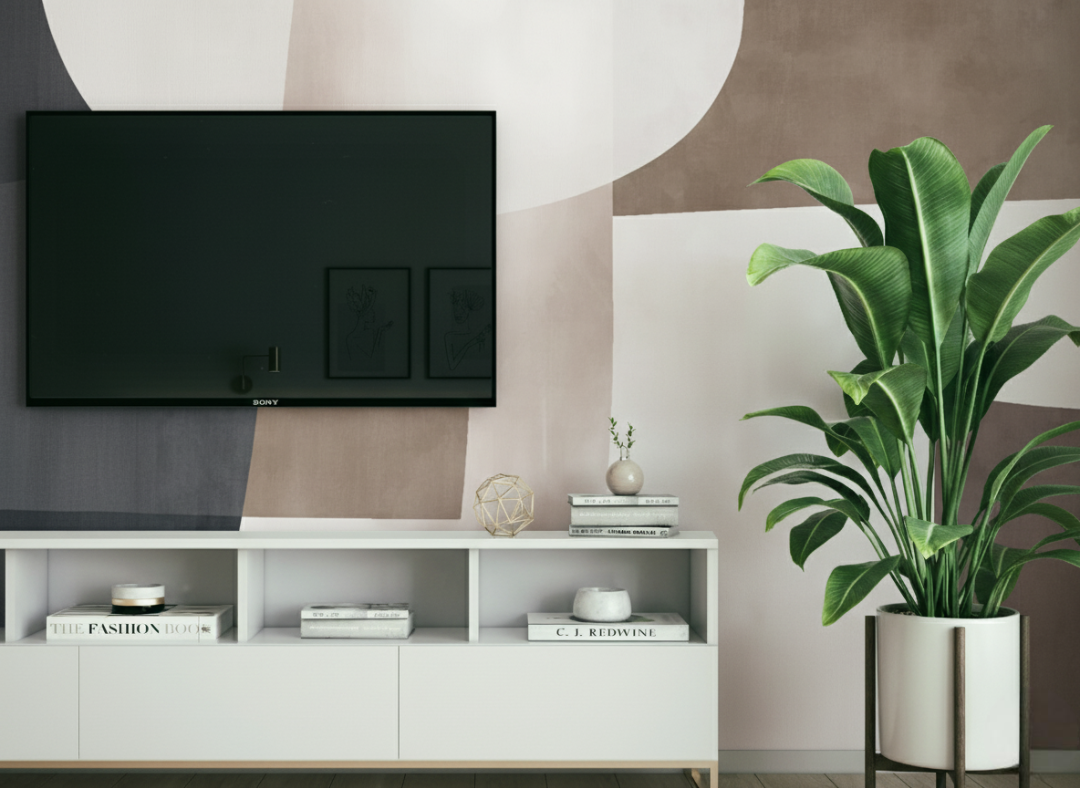 Abstract mural wallpaper with contours for modern TV feature wall