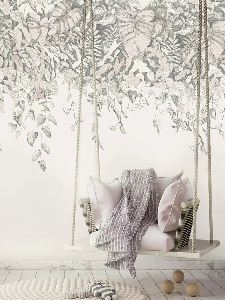 Willow Bush, Tropical Mural Wallpaper in kid's room