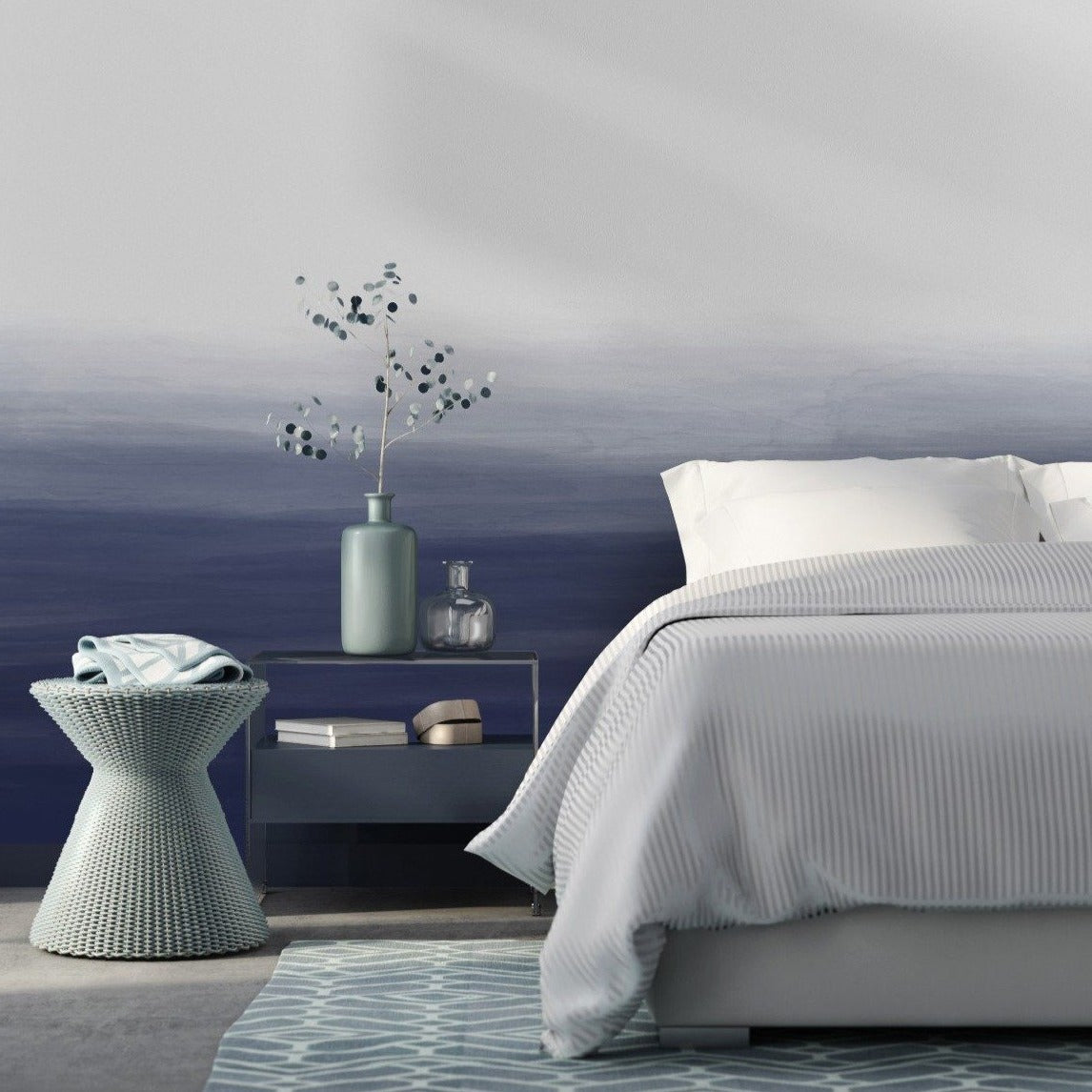 Gradient Ombre, Mural Wallpaper in modern bedroom