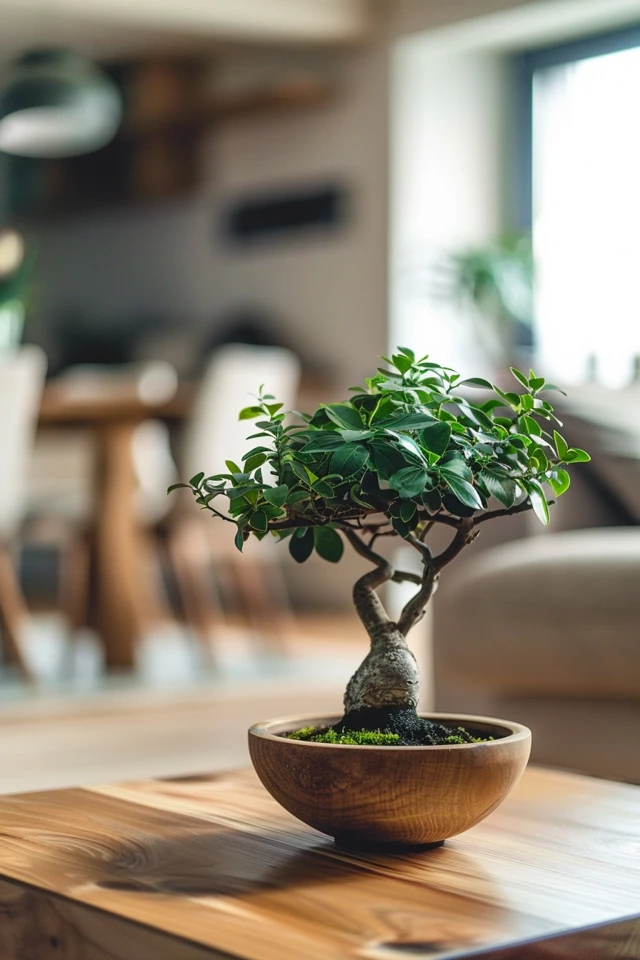 bonsai tree in coffee table